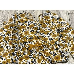 Joie Youth Girls Yellow Floral Long Sleeve Fit & Flare Dress Size XS 4